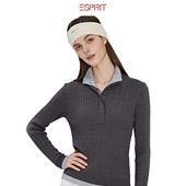 ESPRIT 埃斯普利特老钱风假两件撞色针织衫 女秋冬百搭polo领毛衣