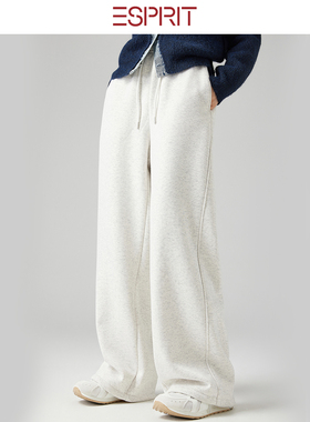 ESPRIT/埃斯普利特极简风宽松直筒休闲裤女秋冬抽绳垂感运动长裤