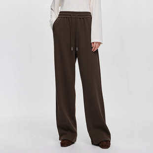 ESPRIT/埃斯普利特慵懒风高腰系带阔腿卫裤女加绒宽松休闲长裤