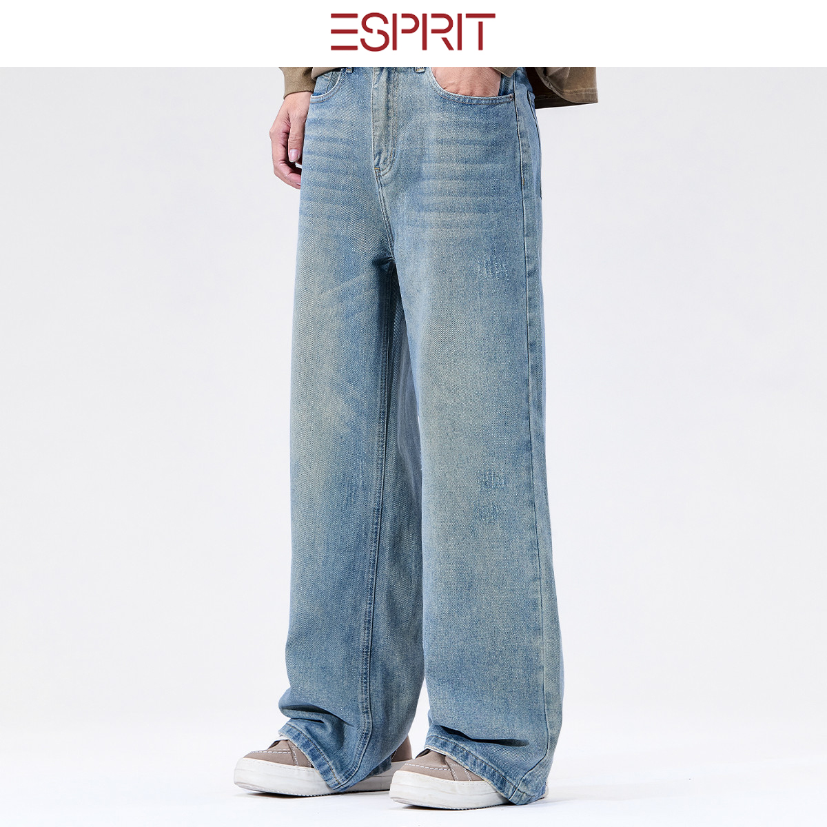 埃斯普利特美式风宽松直筒牛仔裤