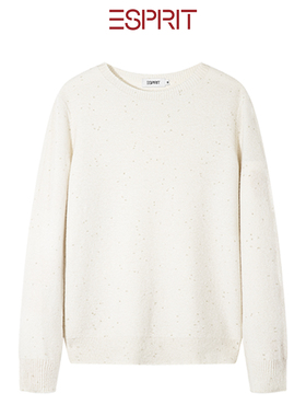 ESPRIT/埃斯普利特极简圆领纯羊毛衫女修身套头针织打底毛衣秋冬