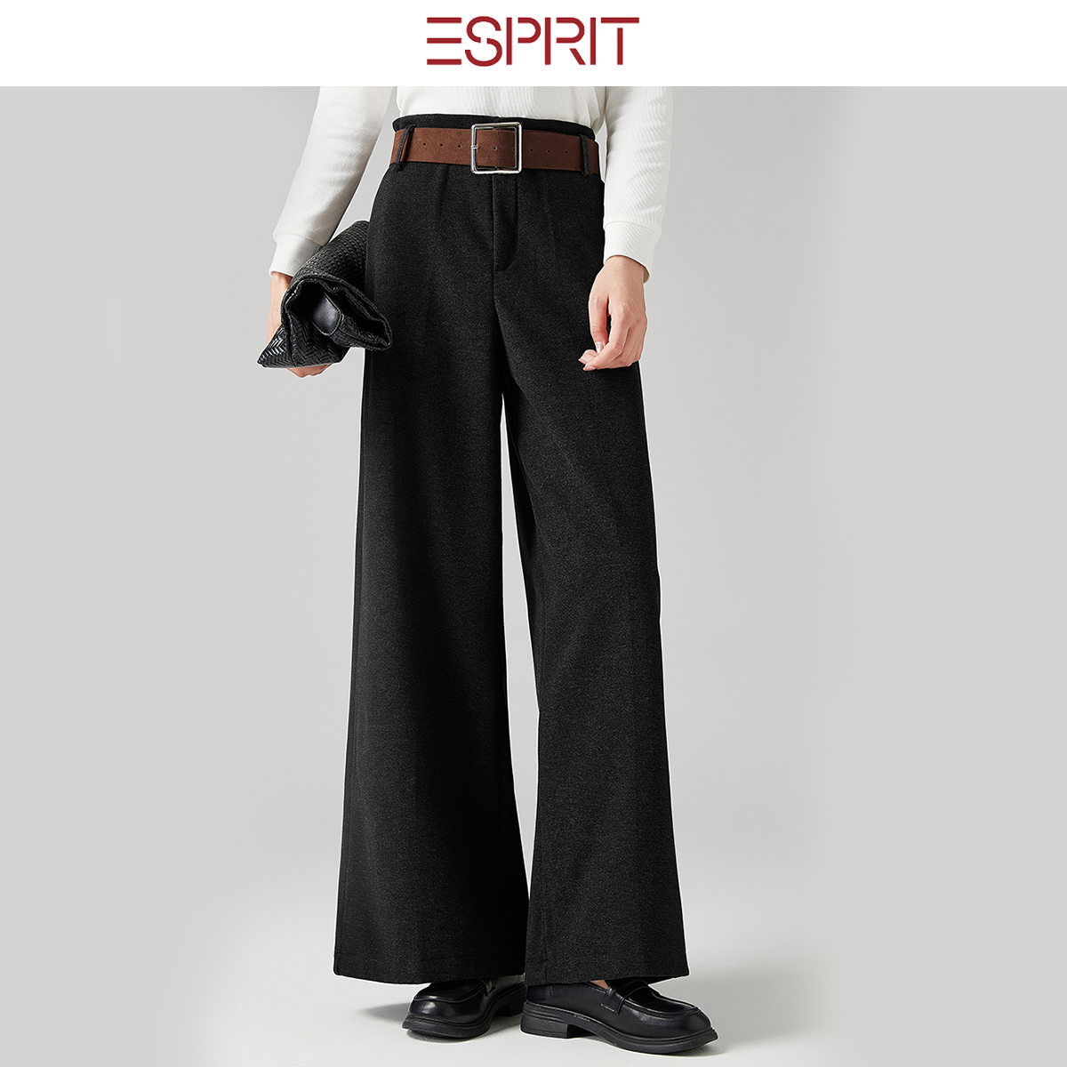 ESPRIT/埃斯普利特极简黑阔腿裤