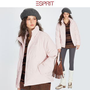 ESPRIT/埃斯普利特立领短款羽绒服色宽松百搭加厚面包服冬季外套
