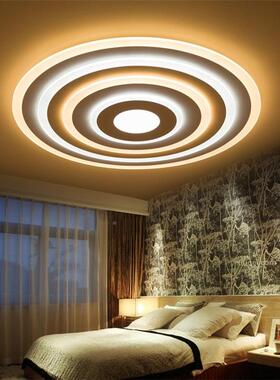 LED吸玄灯简现代圆形客厅灯四层亚克力约主卧室关书房顶智93726能