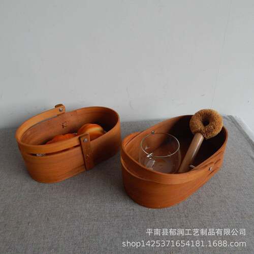 木实板收具纳盒森水果篮法式风情水果篮原木系摄影道野餐YF190558