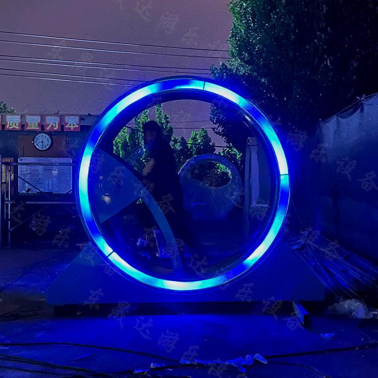发光转滚RUA筒乐设备商场公园健轮身仓游鼠脚踏发电滚筒跑步机