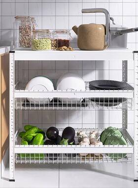 峰阳多白色架厨房置DIZ物落地式层微波炉烤箱架子收纳架果蔬架