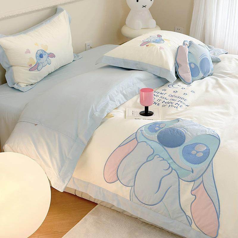 狄床士尼萌史迪丑仔全BBC棉水洗棉四套件儿童纯棉单被套