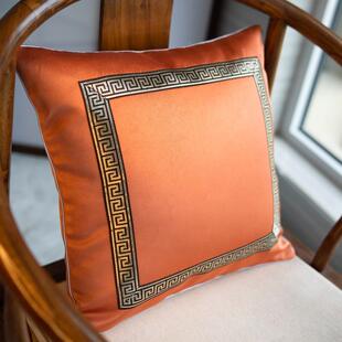 圈纯色中式抱枕靠垫中风椅沙发靠背套靠30449垫橙国色套腰枕靠包