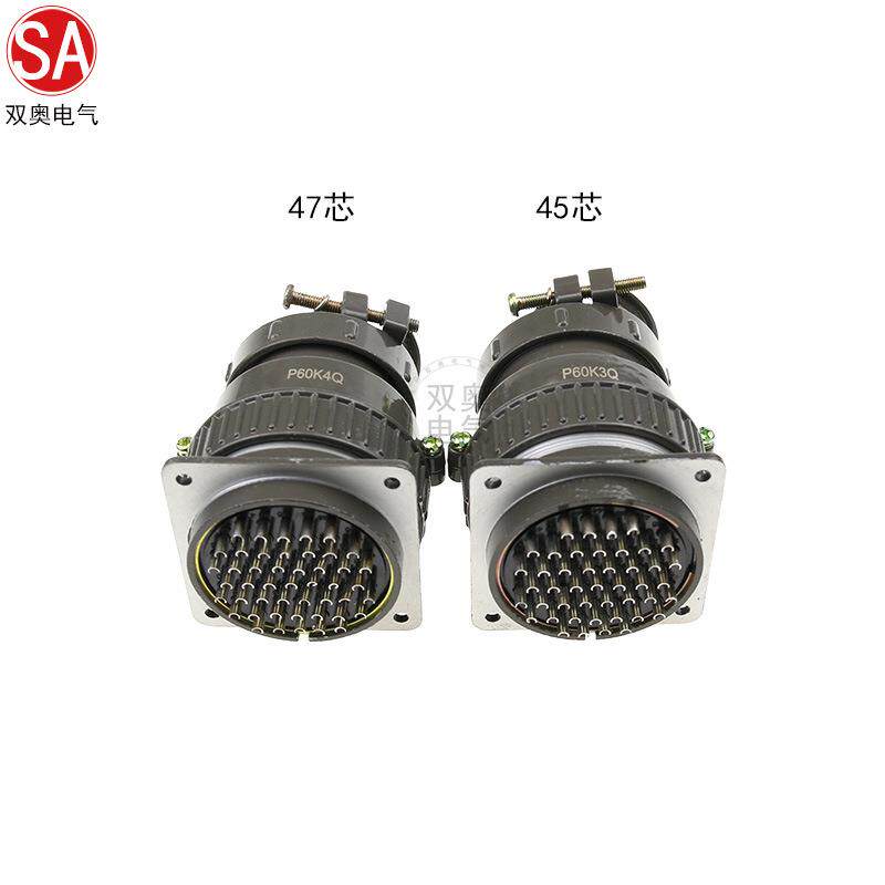 圆形航空插头P0对45芯芯47连接6器接插件正装反装弯式接式HUP开口