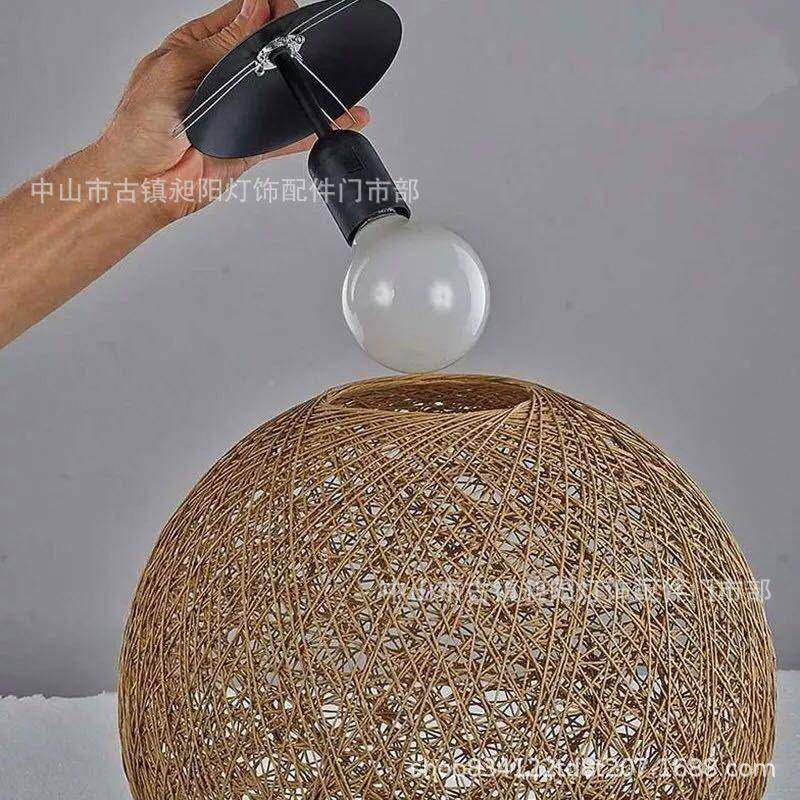 意麻绳装饰餐吊灯藤艺吊复灯古灯球圆麻球吊灯手创CY-E-301工麻腾,家装灯饰光源,智能吊灯,淘宝优惠券,粉丝福利购,淘宝优惠卷