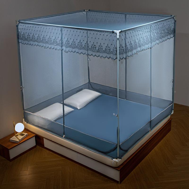新款蚊帐用蚊帐宝宝底防IKM摔全包围坐床式三门带支架全家床笠围