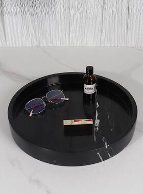 大号黑色收纳盘圆代简约大理石形防潮美观收洗漱台饰562品纳现托