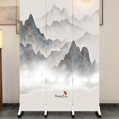用中式家屏口风隔断客厅卧室卫生间进门荷花3扇遮挡帘办公室简易