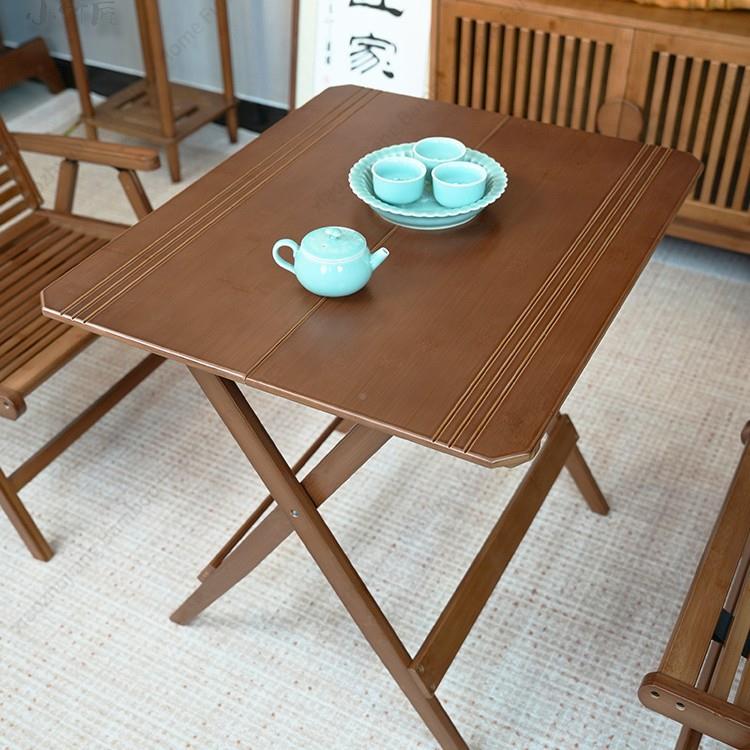 小折叠方桌叠子长形折桌餐楠竹实UEM木吃饭桌简易家用桌阳方台折