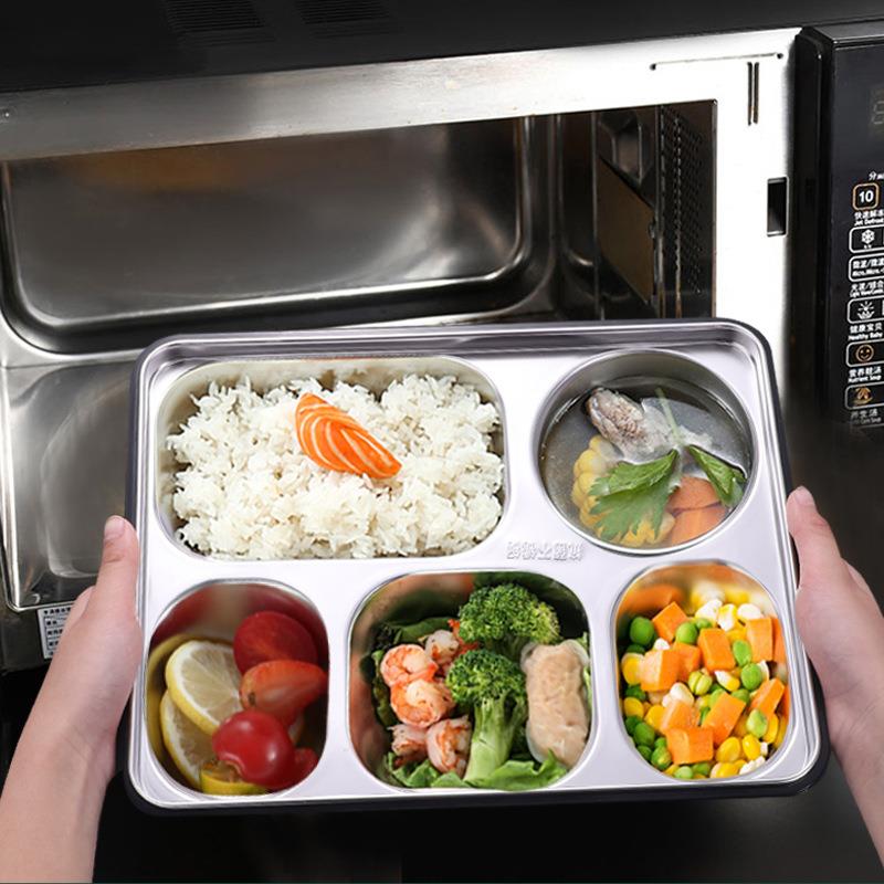 款饭盒3锈04不新ZLD族钢内胆上班微波炉加热便当盒分格型餐盘大容