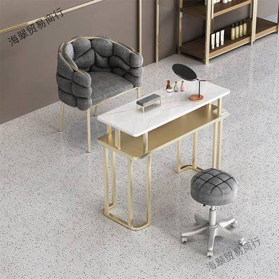 轻奢大桌理石台面美甲FZJ带三吸尘器两人桌人椅套装组合网红修甲