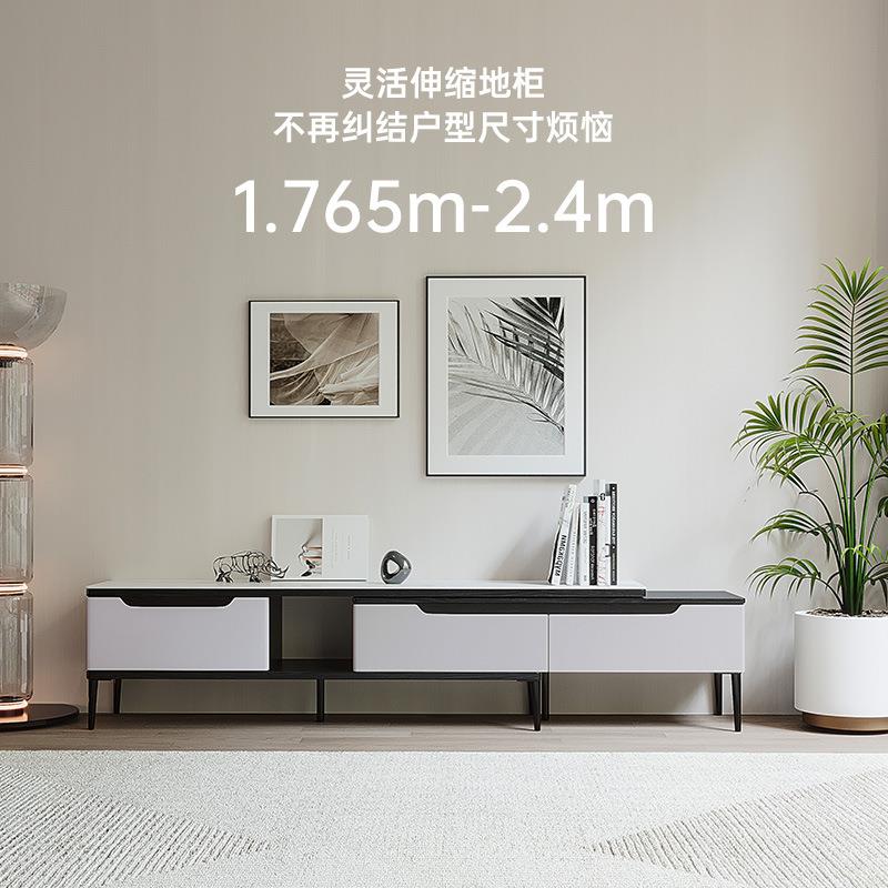 双虎家私岩板茶几约简客现户代家用大理TPS石纹小型厅电视柜组