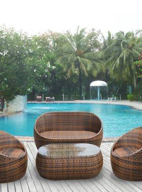 户外454543家具沙休闲沙发阳台藤椅茶几组合庭院花防园简约防小水