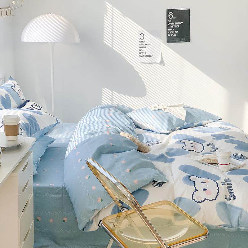 卡通纯棉四10笠0全棉清新床单件床可爱OMN儿童被套三件套床上用品