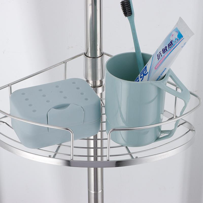 免打孔浴室置顶吸物架盘式浴室钢可伸缩调节置物架EDB不锈天立地