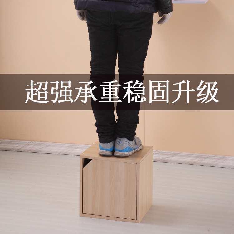 简易柜储物柜带锁柜小书柜子自由方组合格柜简约抽屉式KNH收纳木