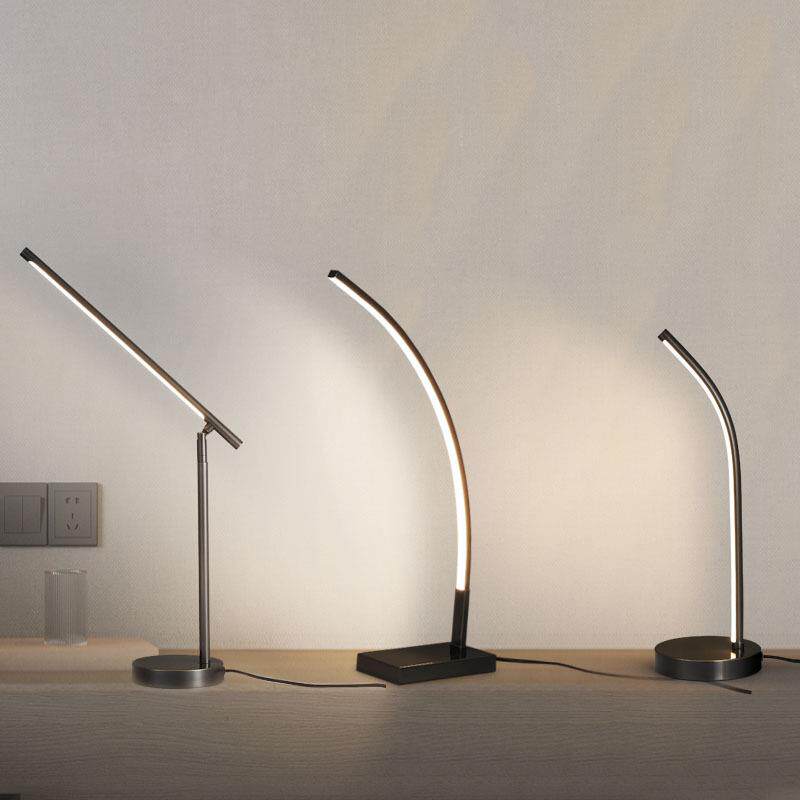 极简LED线条护眼写字台灯客房北欧卧室床头三色光圆管灯三色调光