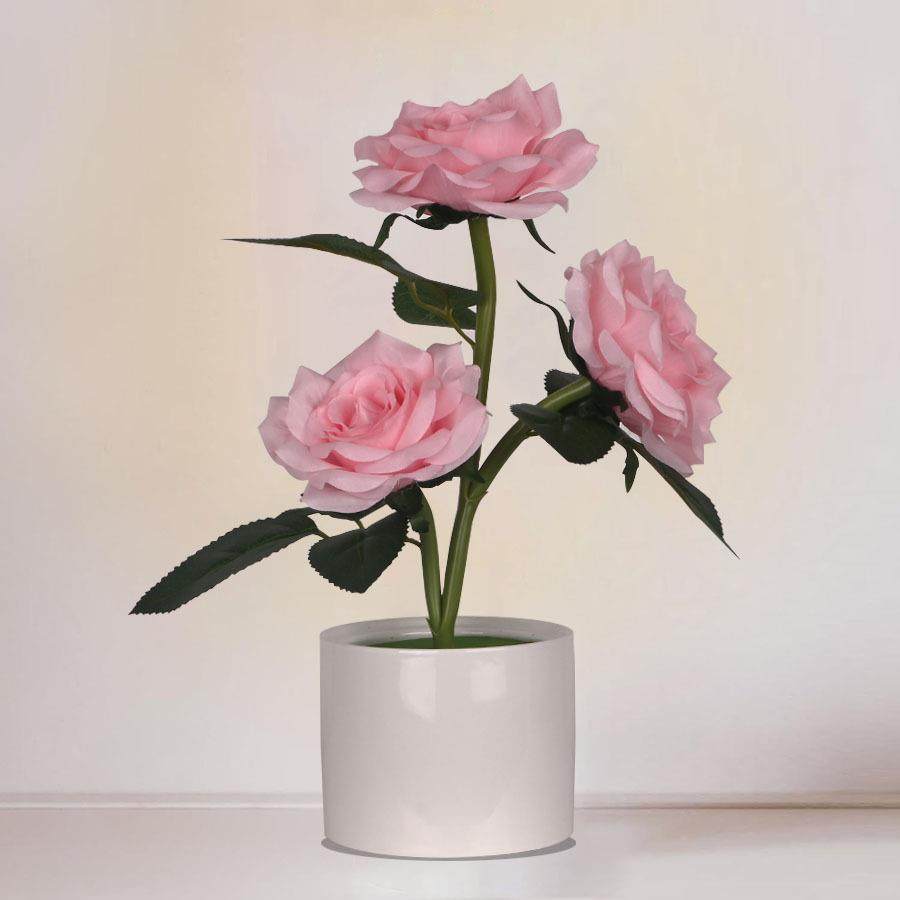 北欧风仿真花盆景摆件高级感小夜灯客厅桌面装饰台灯玫瑰花盆灯,纺织面料/辅料/配套,纺织机械配件,淘宝优惠券,粉丝福利购,淘宝优惠卷
