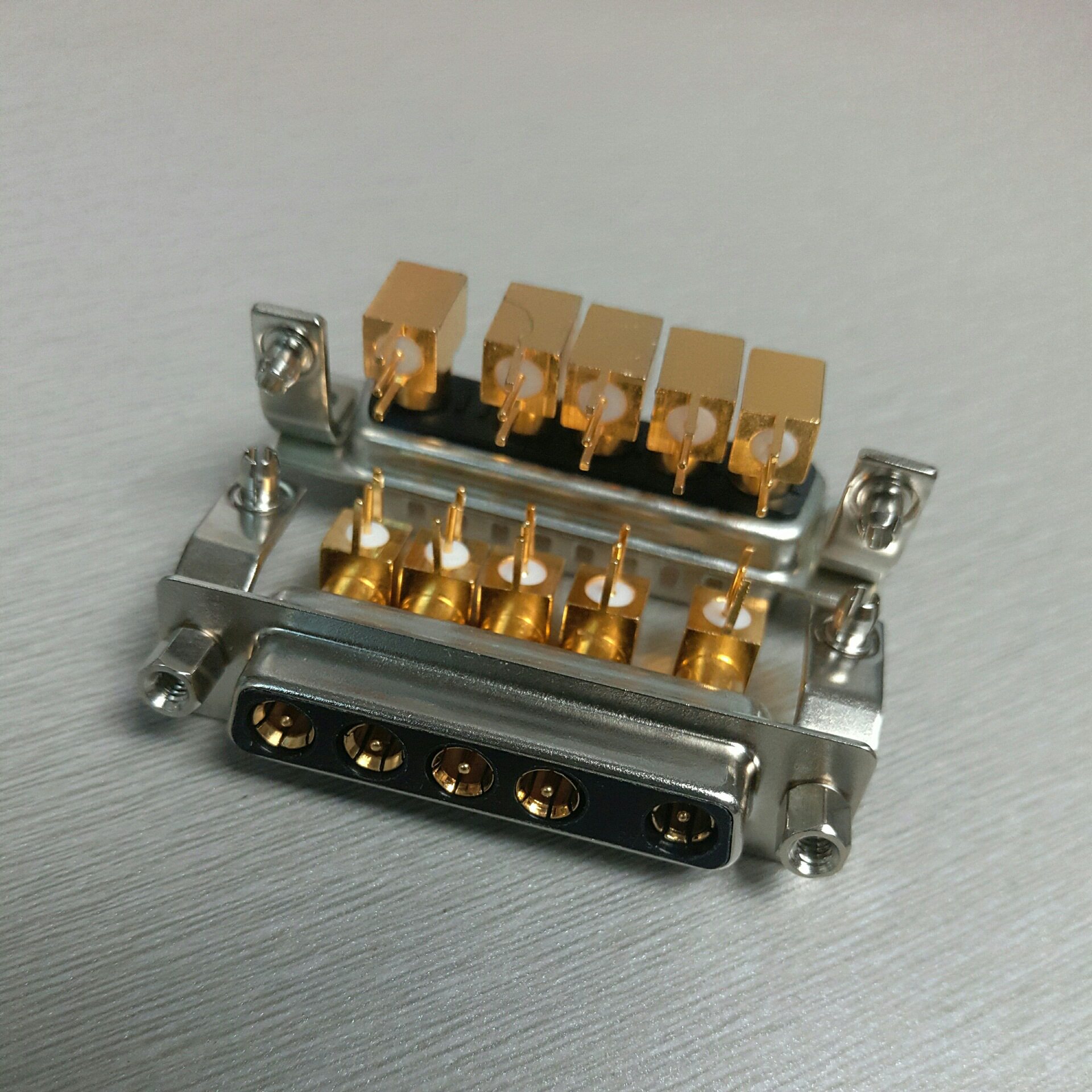 射频弯脚式5W5母头连接器 工业级插头 高频同轴d-sub 5W5母座插头