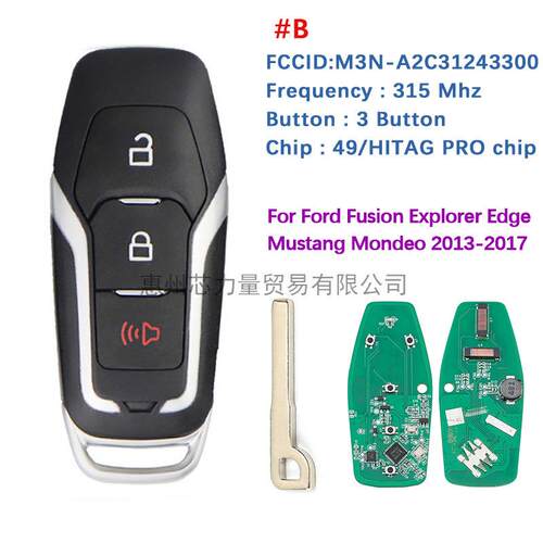 适用于福特3键智能钥匙M3N-A2C3124330049Chip315MHZ