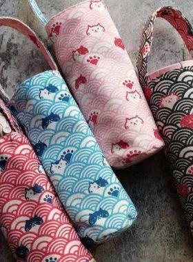 手工作18075棉布艺保温杯套防划痕水壶套手提双面用水杯套包邮