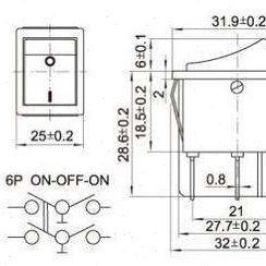 电动推杆换向开关 直流电机方向转换开关 12V24V开关15A供 供应商