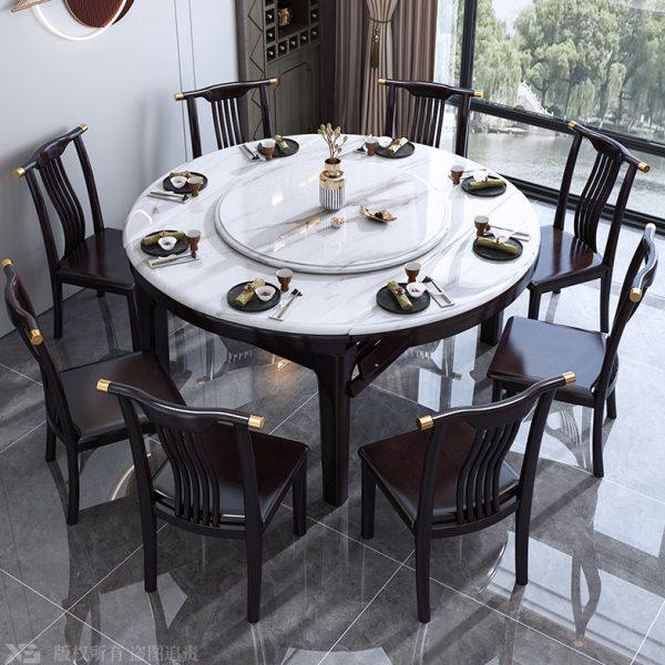 亮光岩板餐桌现代简约轻奢家用小户型折叠实木餐桌椅组合可变圆桌,住宅家具,岩板餐桌,淘宝优惠券,粉丝福利购,淘宝优惠卷