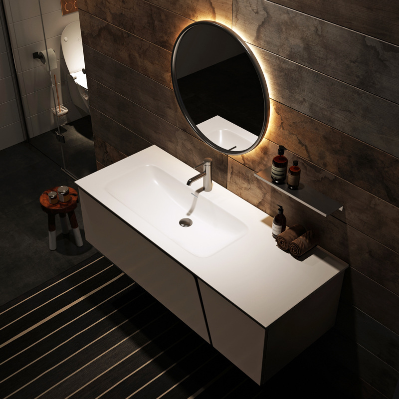 人造石简约小清新洗手盆微晶石台盆洗手台一体盆洗脸大单盆