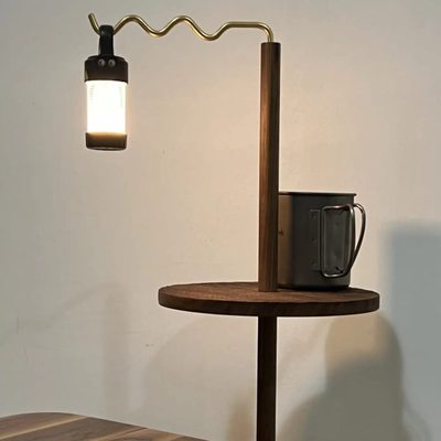 晴虹作对木工所户外露营折叠灯架黑胡桃桌面灯杆支架野营挂灯杆