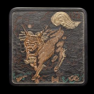 国家非遗 1982年制 清代老墨版《黑火麒麟》胡开文收藏老古墨块