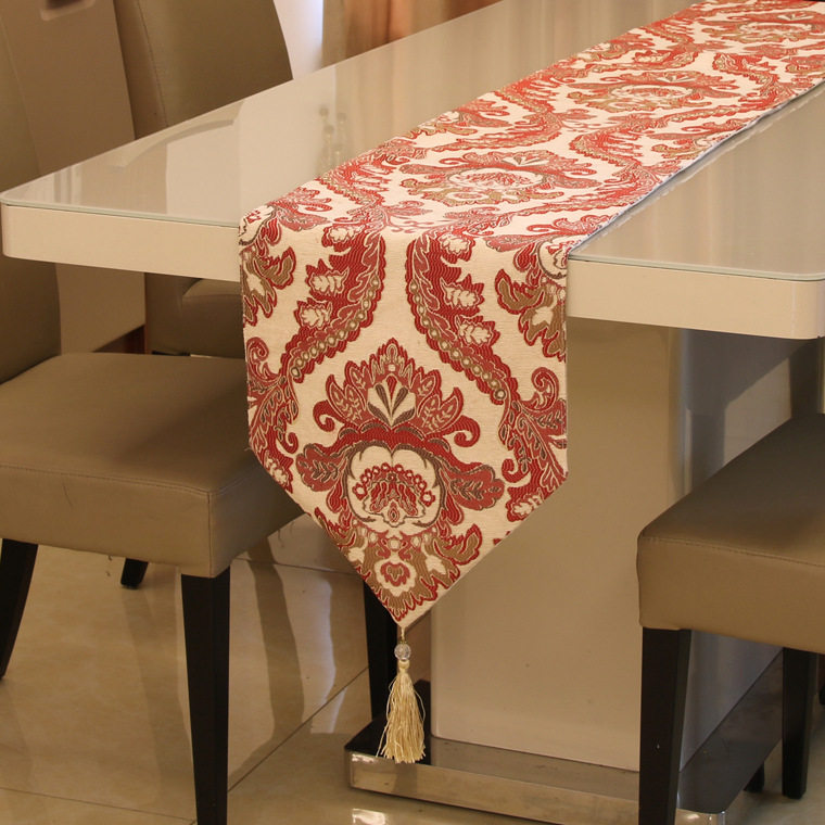 3Q妈咪 奢华绝美欧式雪尼尔软装布艺 时尚古典美式现代超值餐桌旗