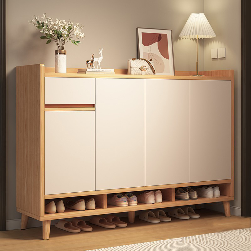 鞋柜实木生态板家用门口新款2025室内简易超大收纳柜多层入户玄关
