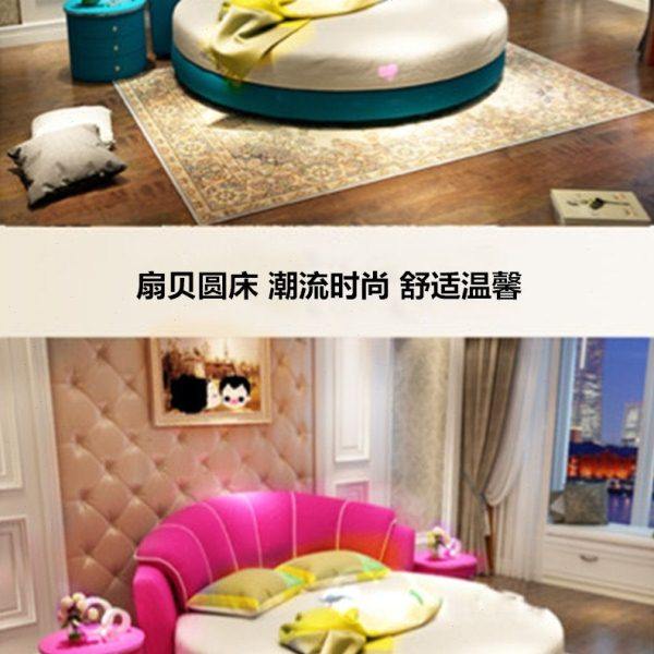 大圆床双人床婚床皮豪华主卧实木科技布电动小户型酒店公主网红床