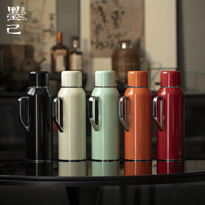 墨己焖茶壶机械温显家用保温水壶316不锈钢户外便携典雅保温壶