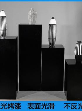 黑色烤漆展示台展示架展会立柱服装店学校哑光道具活动展览长方形