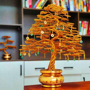 装 饰手工发财树摇钱树招财树乔迁开业送礼编织工艺品发财树摆间