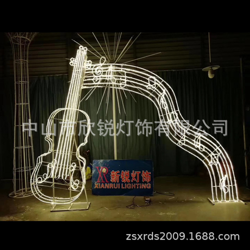 led发光乐器造型灯户外灯光节亮化仿真钢琴吉他音符装饰摆件灯具