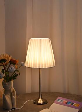 民宿百褶台灯书房氛围灯立式台灯轻奢复古夜灯卧室床头led小台灯