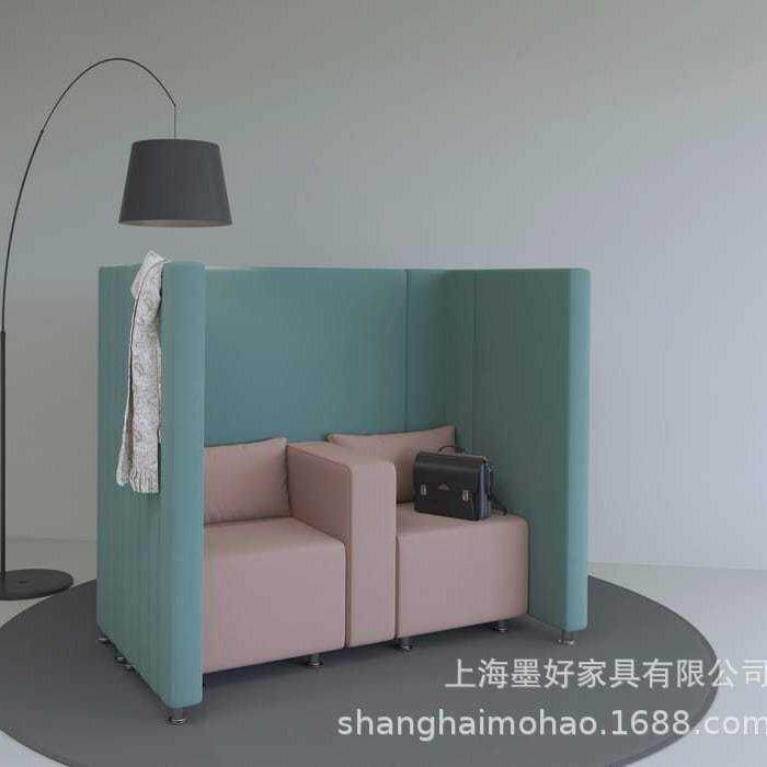 屏风隔断podsofa带小桌板高背卡座圆柱形U型商务接待洽谈包围沙发