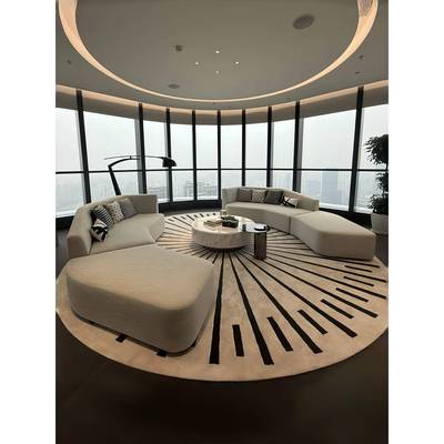 美容院大厅会客室酒店大堂接待沙发会所大平层售楼处贵宾弧形沙发