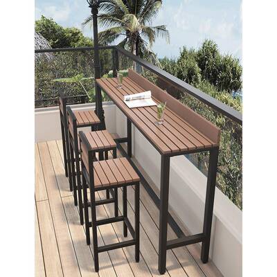 户外吧台桌椅室外防腐防晒阳台靠墙高脚桌咖啡店露台长条桌椅组合