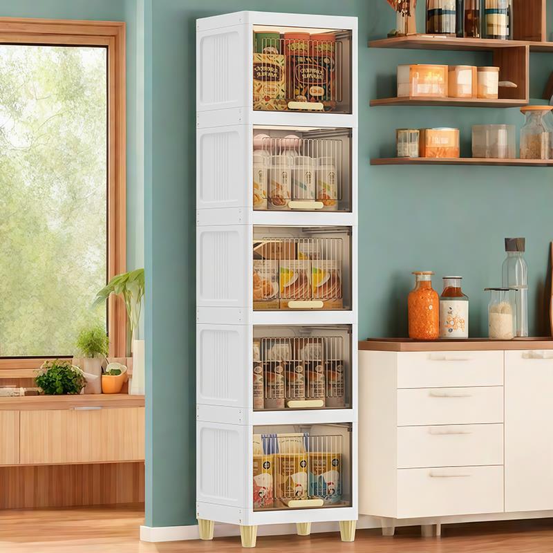 窄隙收纳柜厨房夹缝储物柜翻盖式卫生间多层防水边柜零食置物架子