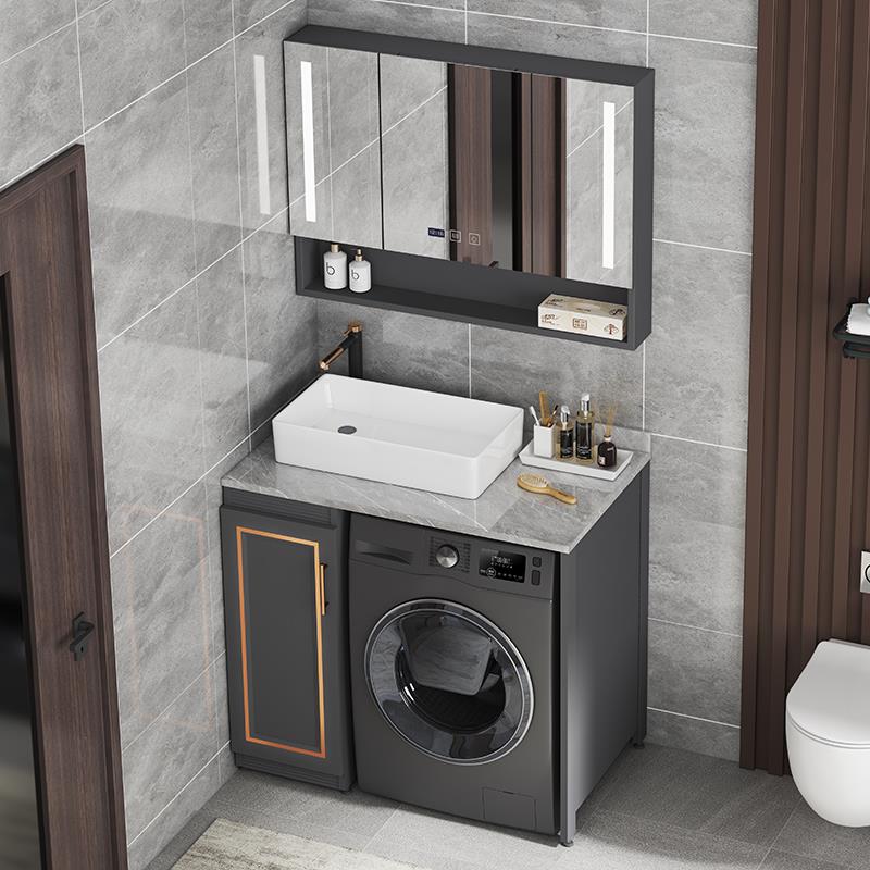 太空铝台上盆洗衣机柜一体阳台洗衣柜组合浴室洗衣池洗脸盆伴侣柜