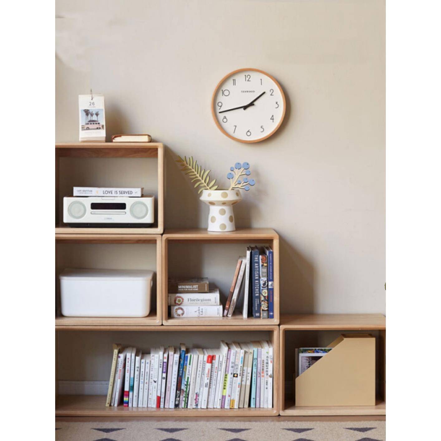 白蜡木实木格子柜自由组合书柜书架客厅隔断置物柜矮柜落地储物柜